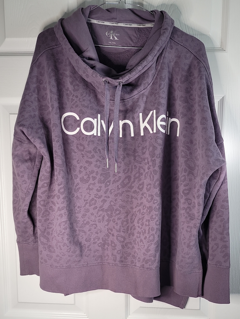 Calvin Klein Lavender Leopard-Print Logo Hoodie